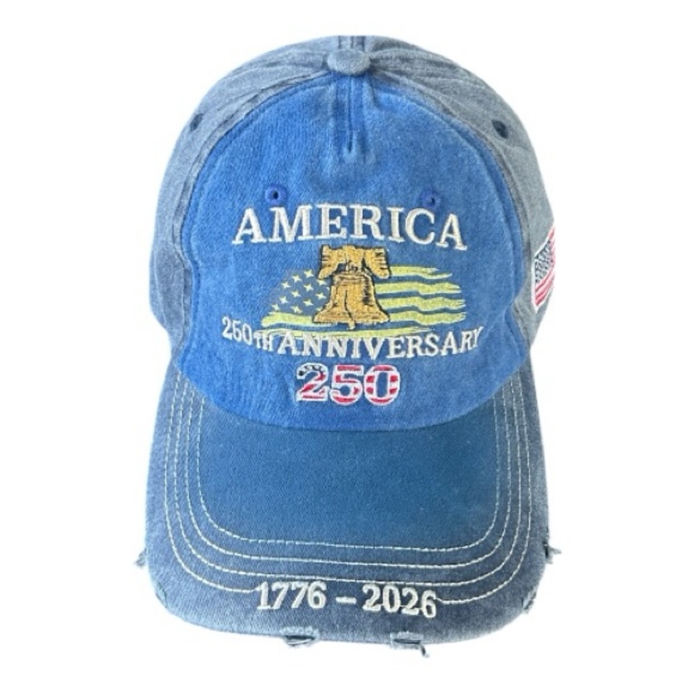 America 250th Anniversary Embroidered Blue Baseball Cap 250th USA Patriotic New